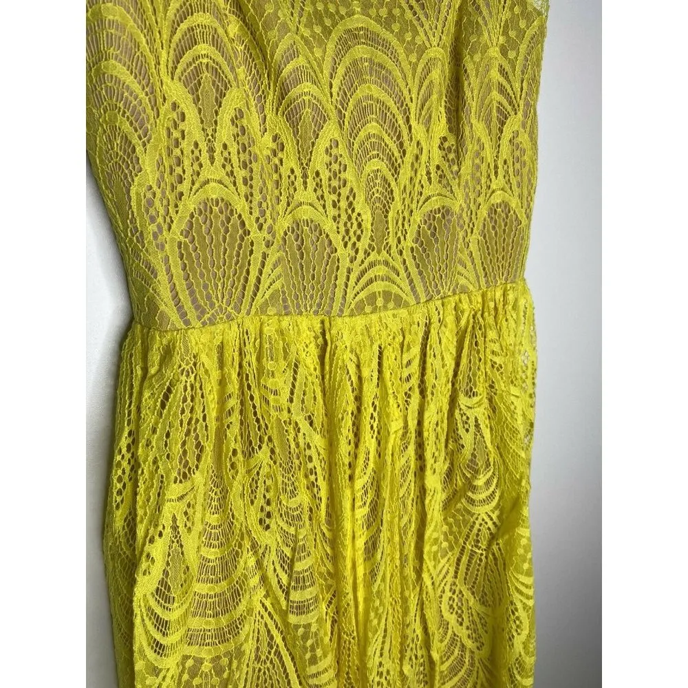 Dress The Population Dress Size S NEW Francesca Embroidered Lace A-Line Yellow - Image 6
