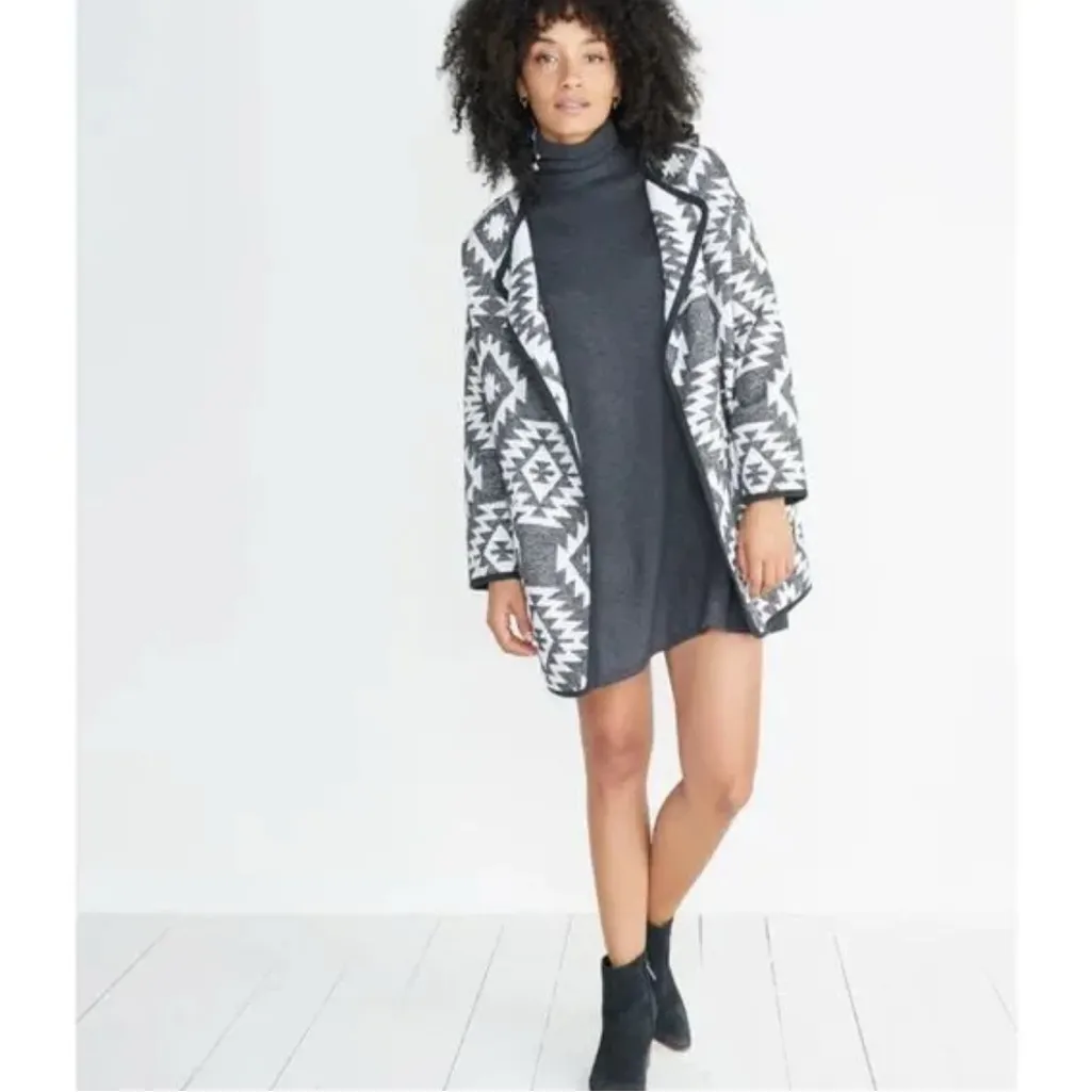 MARINE LAYER Addison Turtleneck Sweater Dress, Dark Heather Gray Size Medium - Image 3