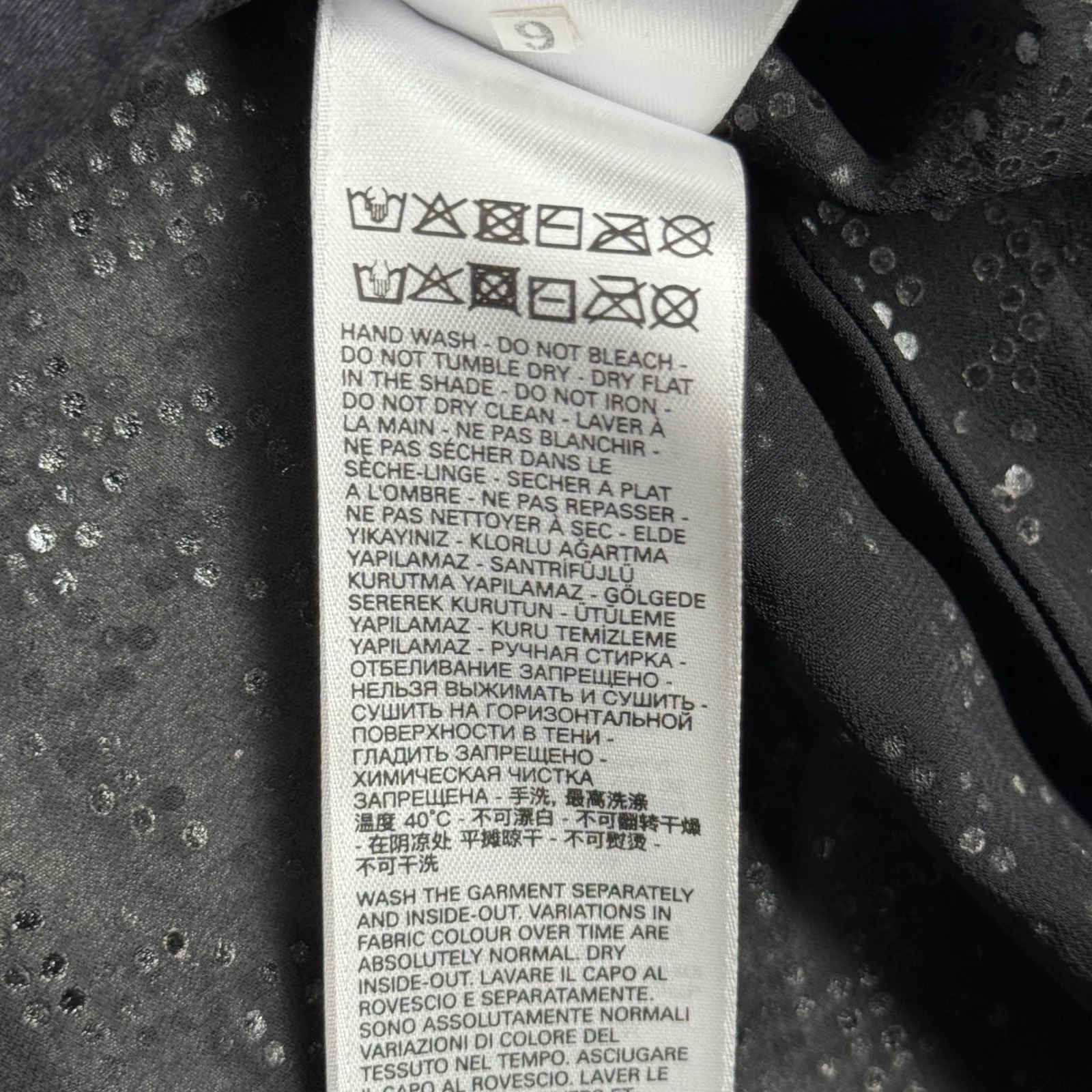 Diesel Shirt Black Button Down Embellished Long Sleeve Top Party Blouse Size M - Image 9