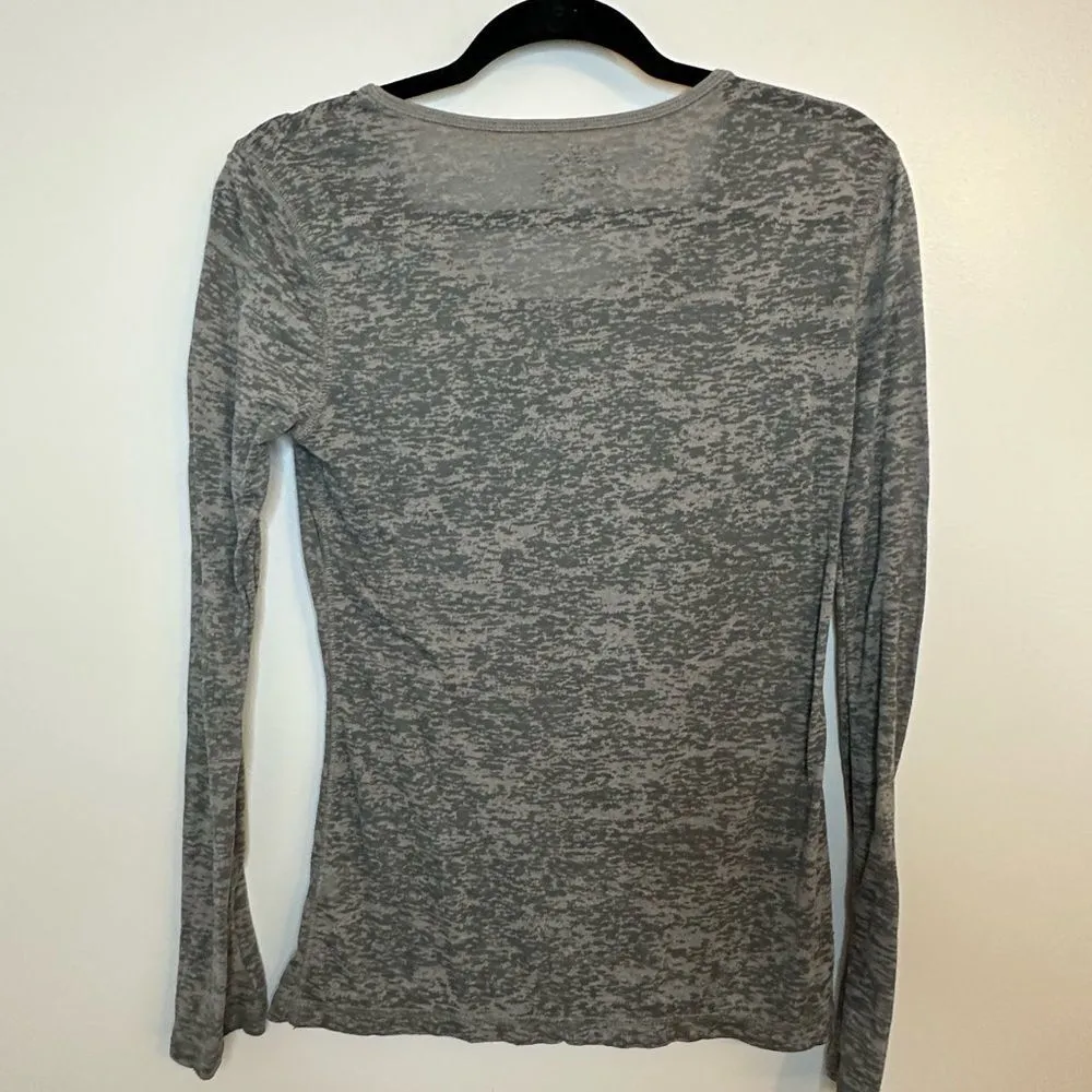 MUDD Grey/Sheer Long Sleeve Scoop Neck Top Size Large - Image 3