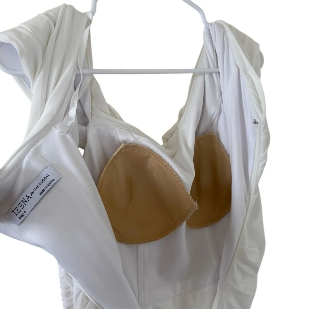 Ieena for Mac Duggal Fold Over Ruched One Shoulder White Dress (Hemmed) - Image 10