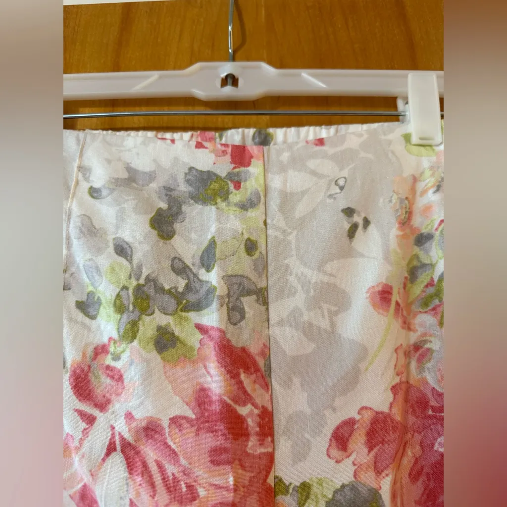 J. Jill Linen Blend Stretch Cropped Pants Floral Feminine Petite Large PL LP Pink Size undefined - Image 3
