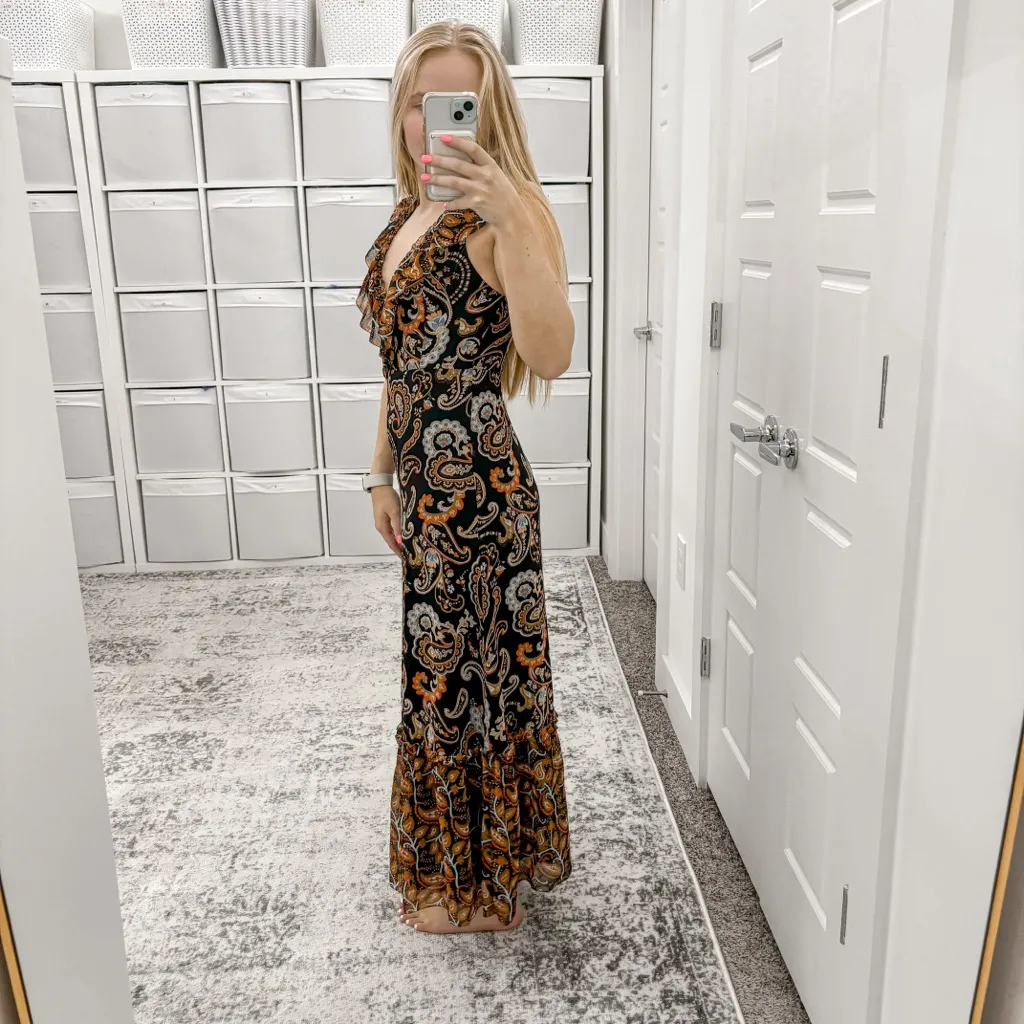 Wilfred Aritzia Paisley Ruffle Maxi Dress - Image 3