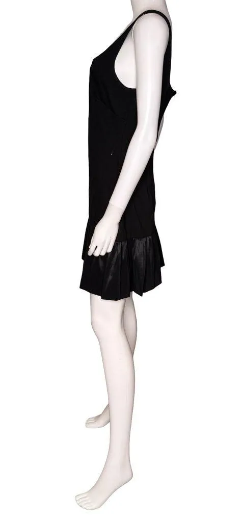 ADRIANNA BY ADRIANNA PAPELL Ponte Taffeta Drop Waist Flounce Dress Black Sz 12 - Image 4