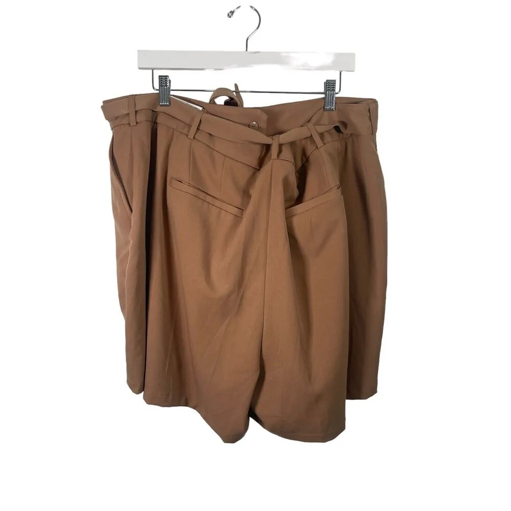 Lane Bryant Perfect Drape Shorts Paperbag Tie Waist Mid Rise Khaki NWT Womens 24 - Image 4