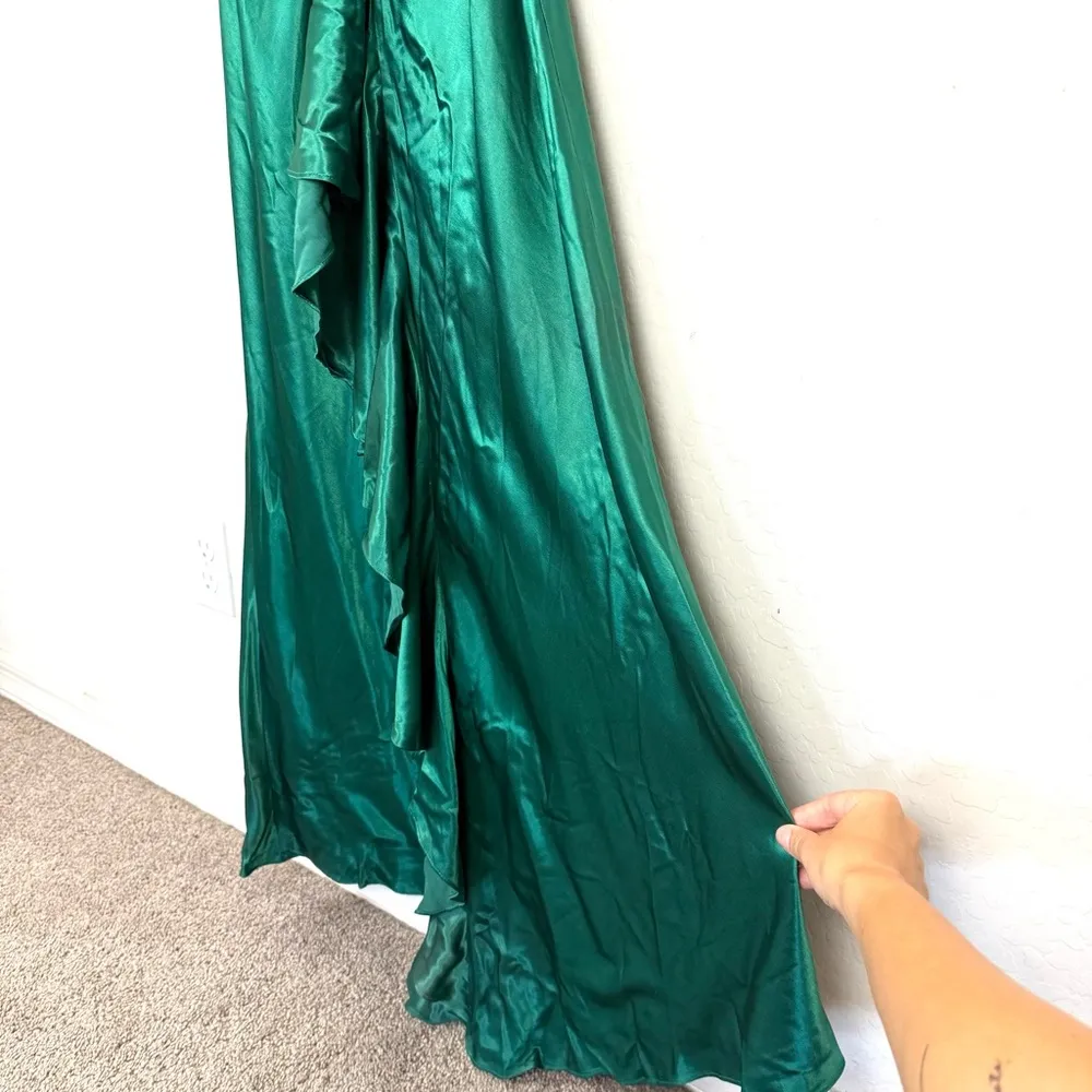 Vintage Zum Zum by Niki Livas Emerald Green Satin Halter Evening Gown Prom Dress Size 6 - Image 13