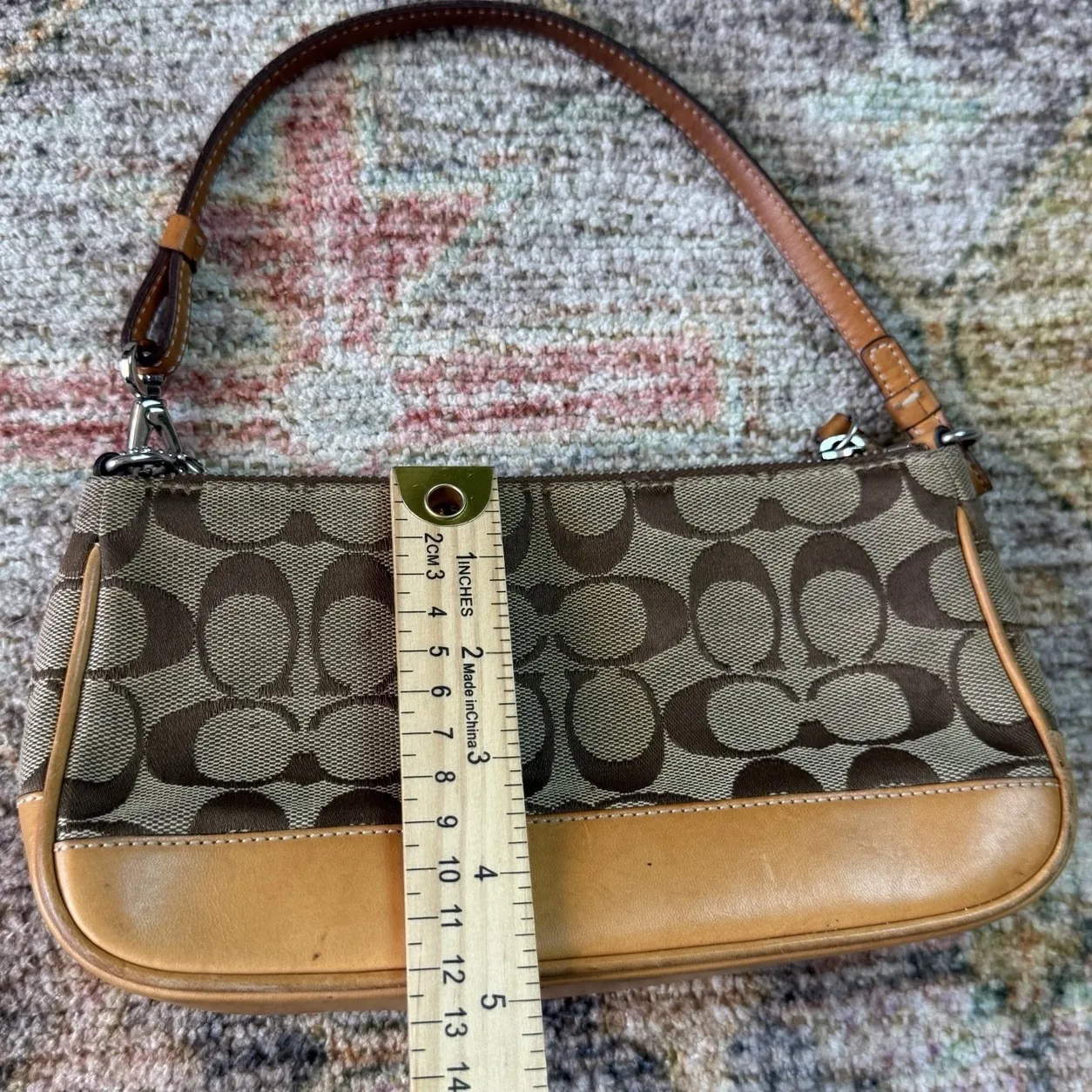 Vintage Y2K Coach Signature Demi Mini Pouch Handbag Tan Canvas Leather 6094‎ - Image 5