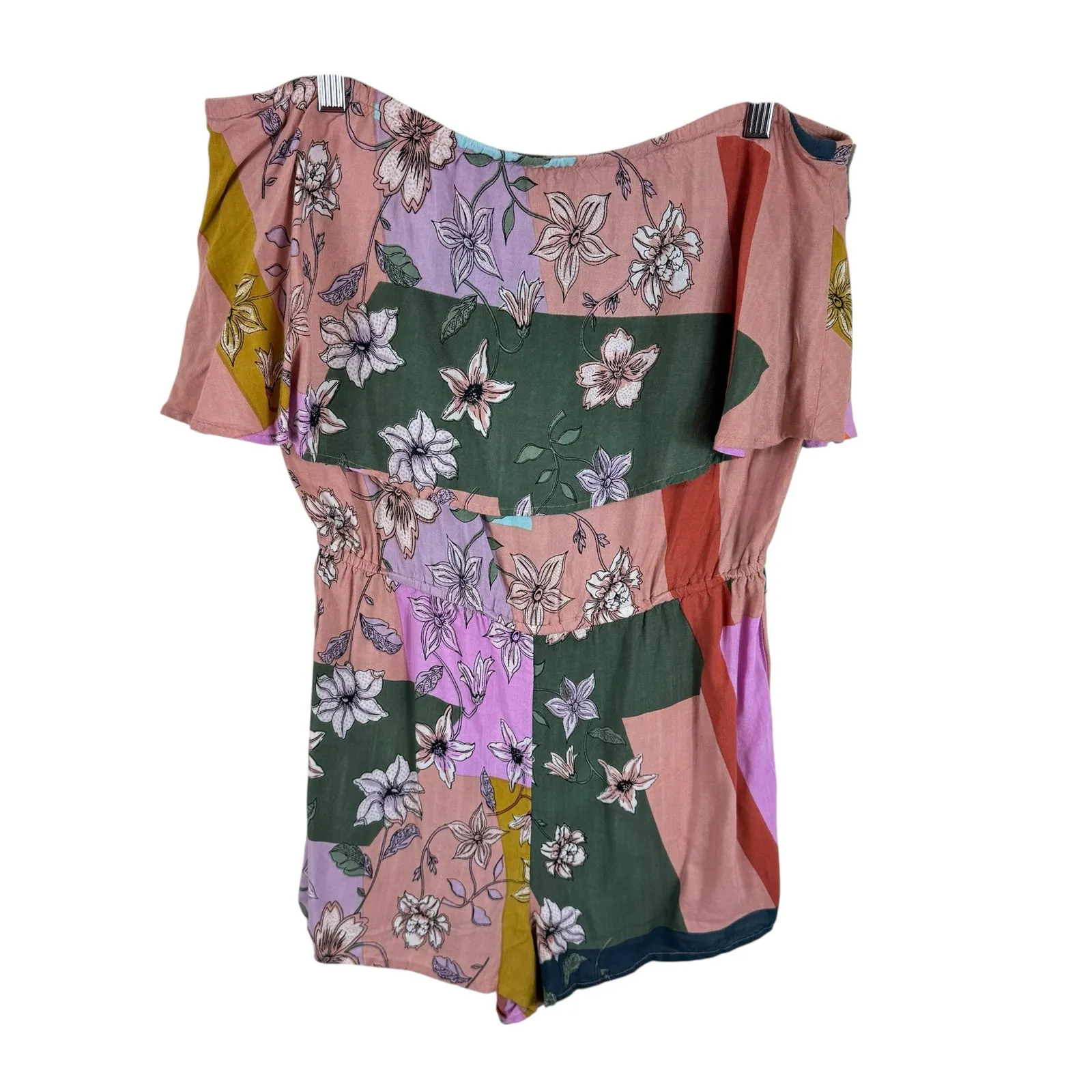 O'Neill Colorful Floral Colorblock Viscose Strapless Light Shorts Romper Size M - Image 2