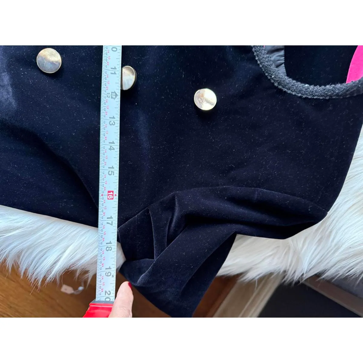 Vintage Black Women's Military Style Velvet Jacket with Gold Buttons Size M - Image 4