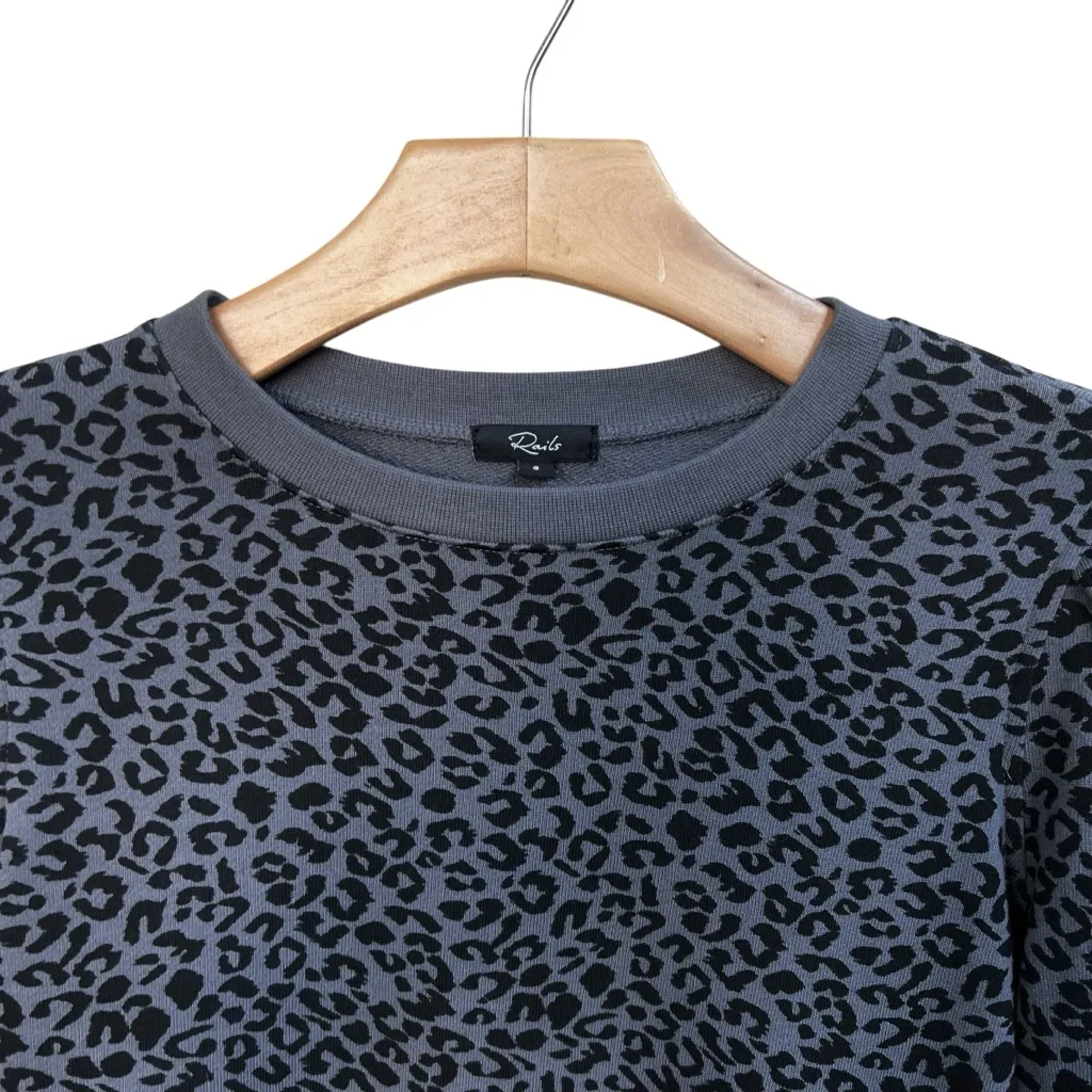 Rails Marcie Black/Gray Cheetah Print Long Sleeve Sweatshirt Size Small - Image 7