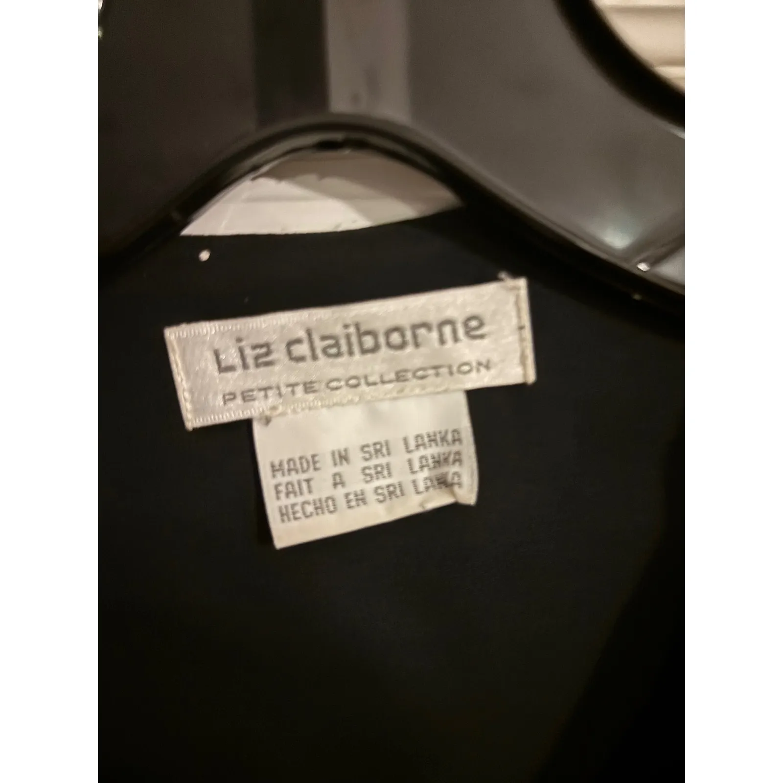 Liz Claiborne Petite Black Dressy Top Button Up Embellished Blouse‎ - Image 3