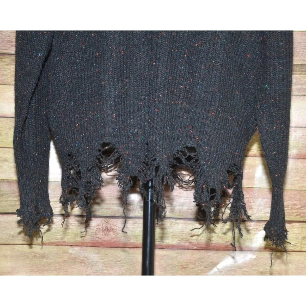 Ninexis Ladies Black Speckled Distressed Sweater Size S Witchy Whimsey Goth - Image 10