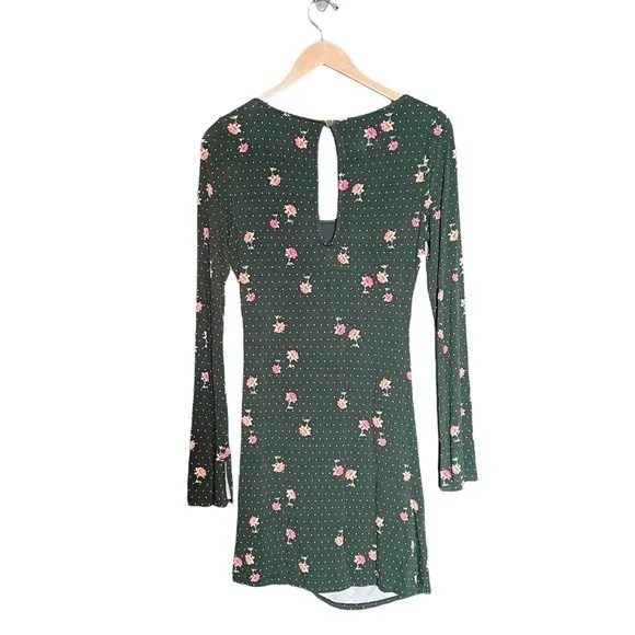 NWT Free People Celia Floral Square Neck Mini Dress Green Women’s Size Small New - Image 3