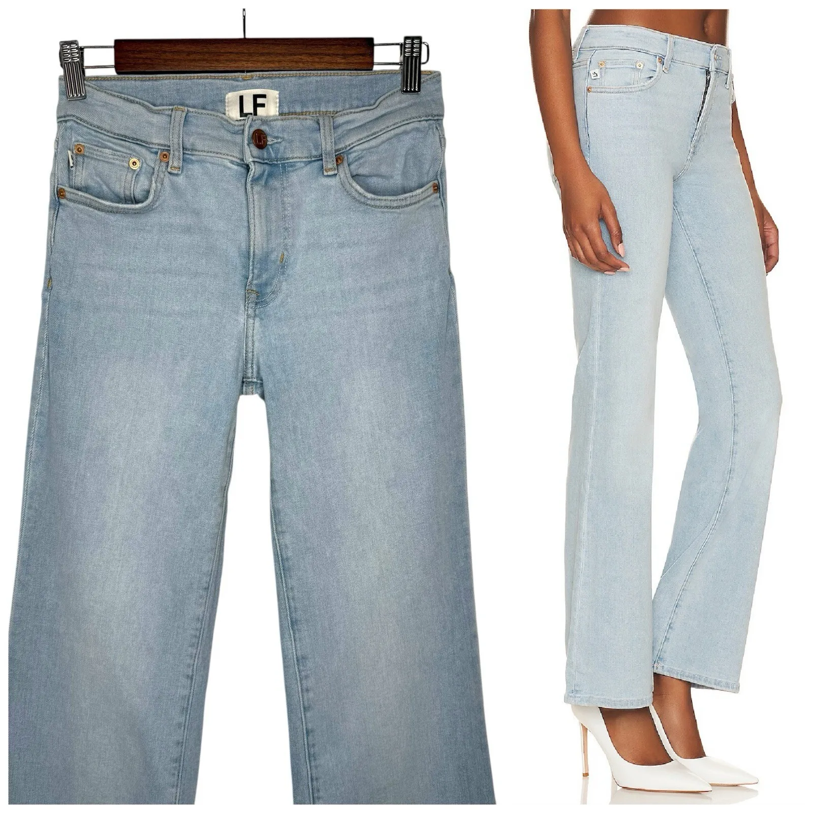 Lovers And Friends Jeans 25 Stretch Denim Flare Low Rise River In Key West $158‎ - Image 3