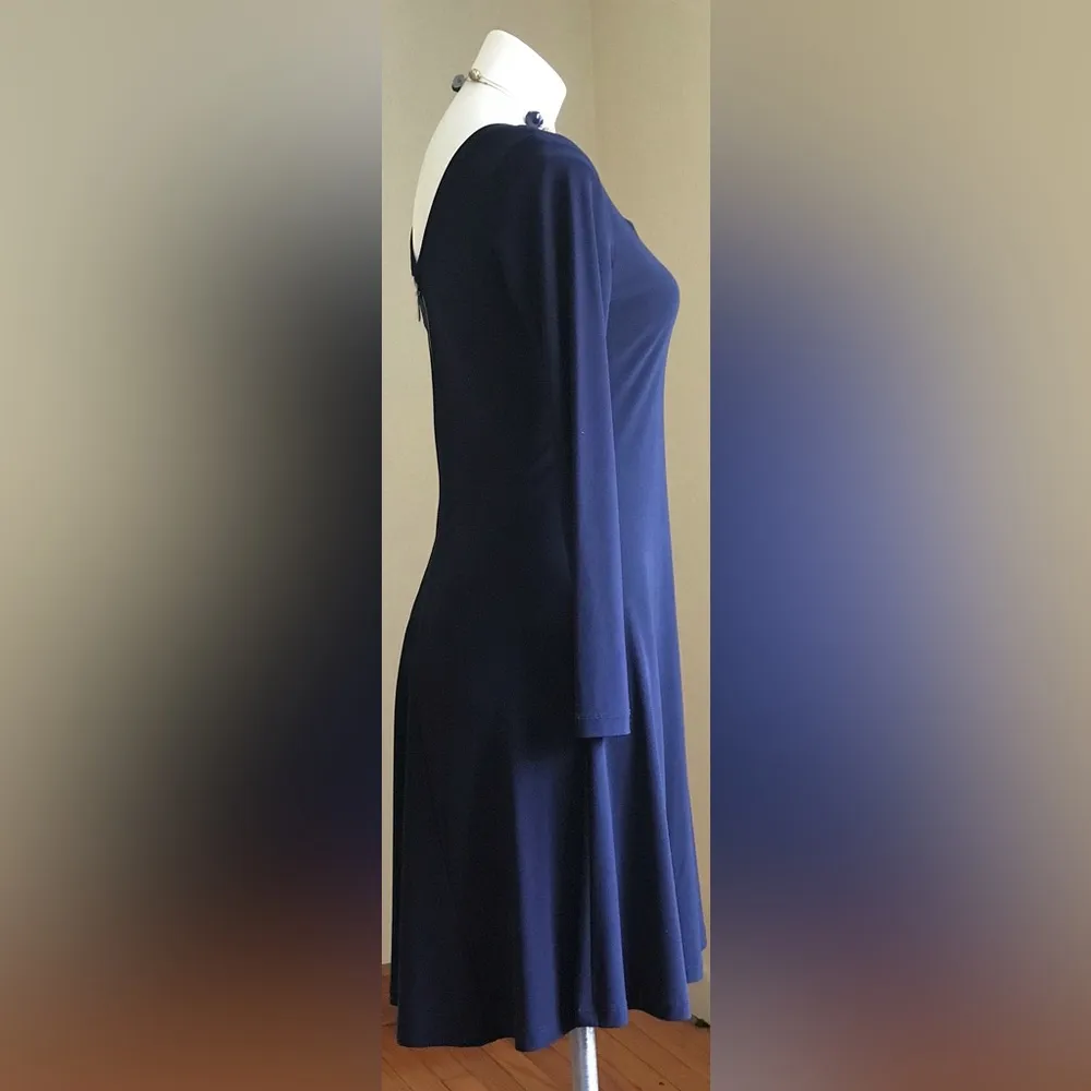 Last Tango TRUE NAVY BLUE Double V SWING TUNIC Stretch Top SZ. S - Image 5