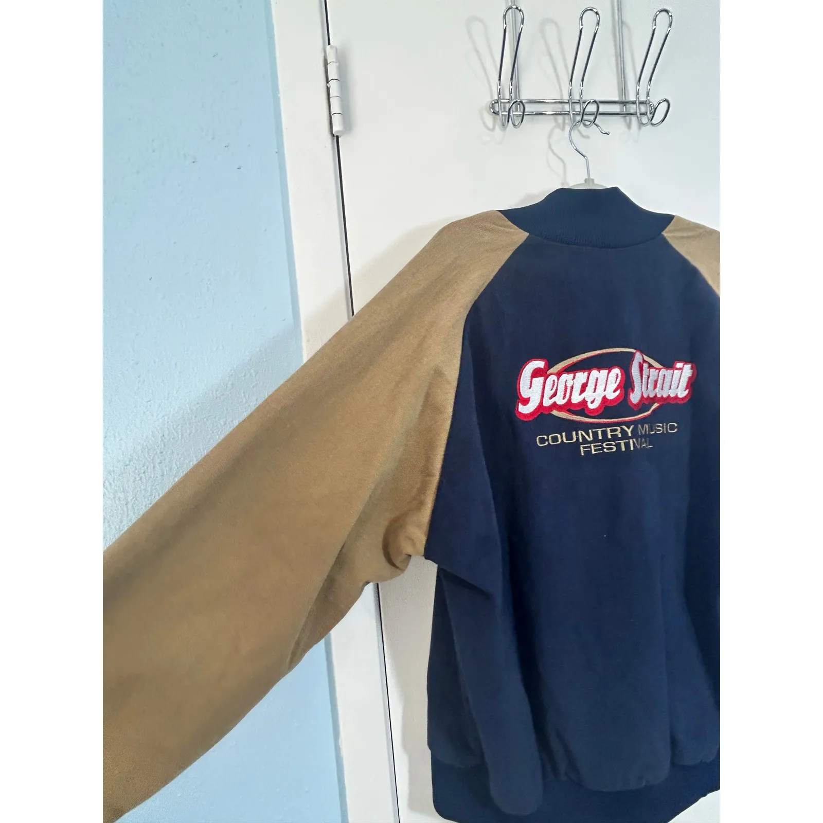 Vintage George Strait Western Bomber Jacket XL Country Music Festival USA Brown - Image 7