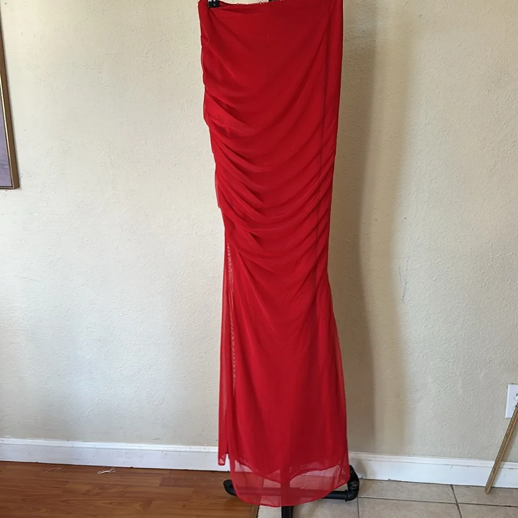 HOUSE OF CB 'Cassidy' Holly Red‎ Mesh Maxi Skirt NWOT Size M - Image 6