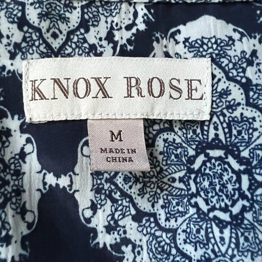 Knox Rose Shirt Womens Medium Boho Wrap Blouse Wide Bell Sleeves Blue - Image 4