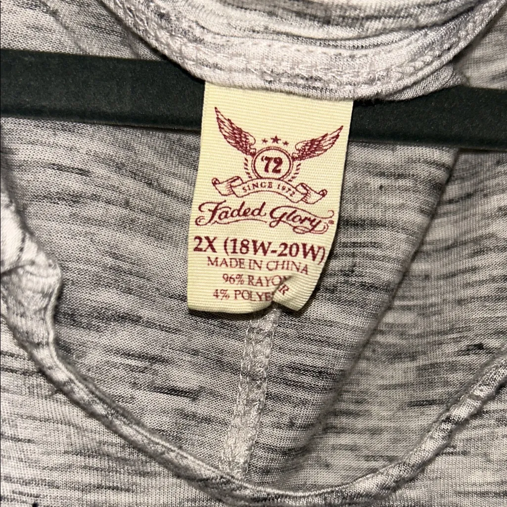 Faded Glory Women's Light Gray Long Sleeve Tee - Image 2