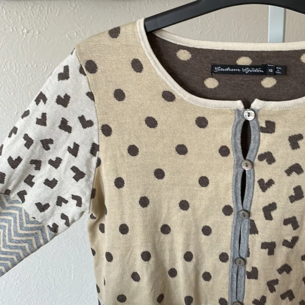 Gudrun Sjoden rare 100% organic cotton unique shapes hearts cardigan Brown Size XS - Image 2