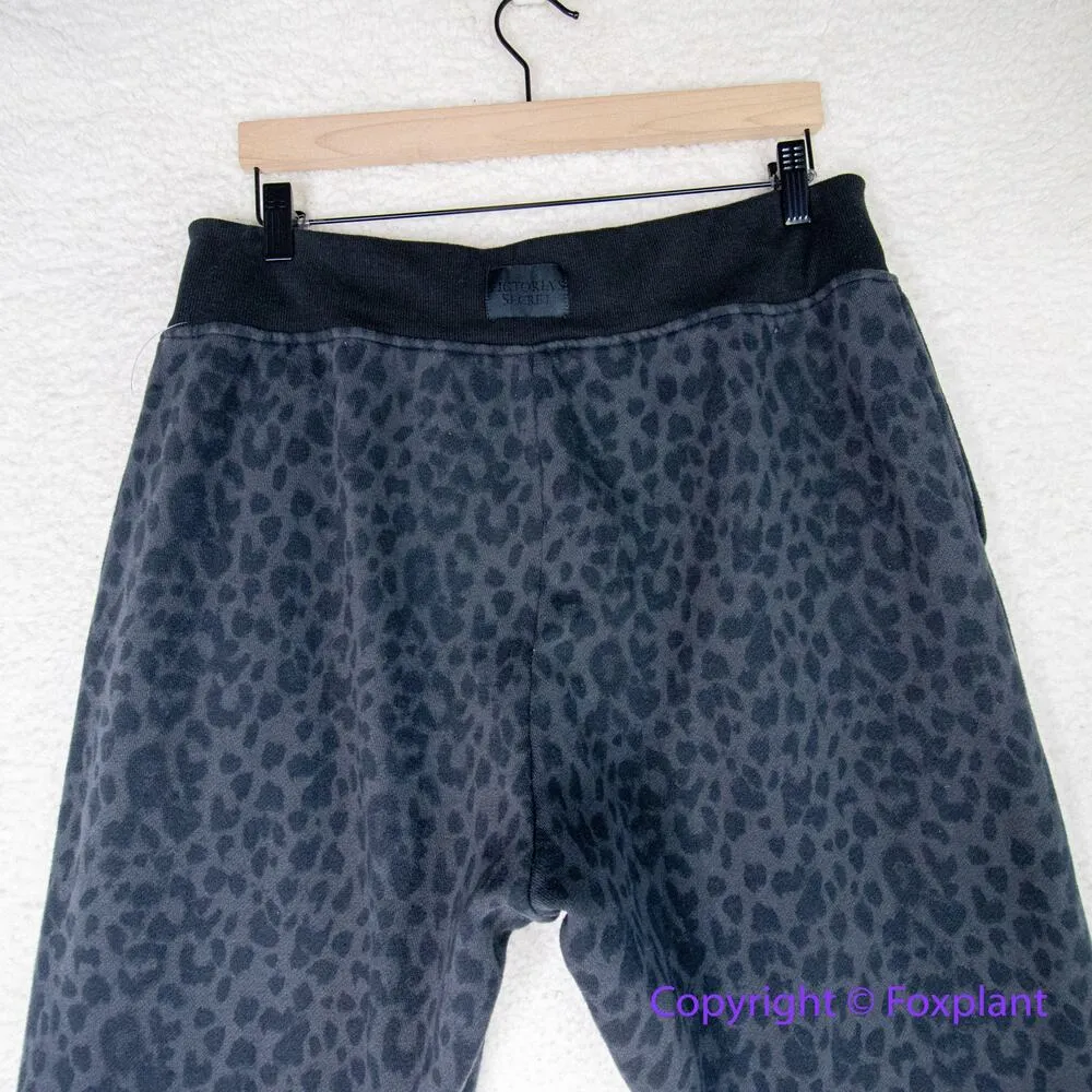 New! Victoria's Secret Cotton High-Rise Fleece Lace-Up Jogger Pants leopard,  XL - Image 10