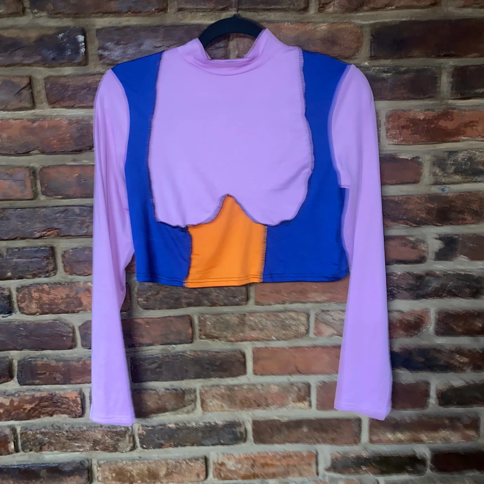 Blush Mark Purple Blue Orange Color Block Leggings Crop Top Athletic Set Size 0X - Image 6