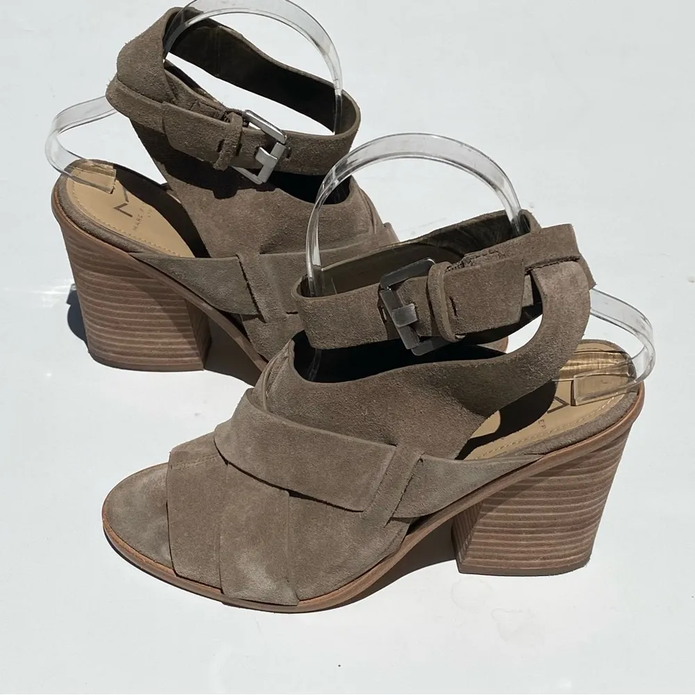 MARC FISHER Women’s Suede Valen peep toe sandals booties adjustable ankles 7.5 - Image 7