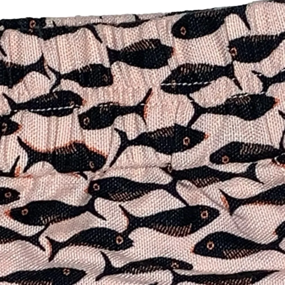 J. Crew Pink Minnow Fish Print Linen Blend Pull On Elastic Waist Shorts XXS New - Image 14