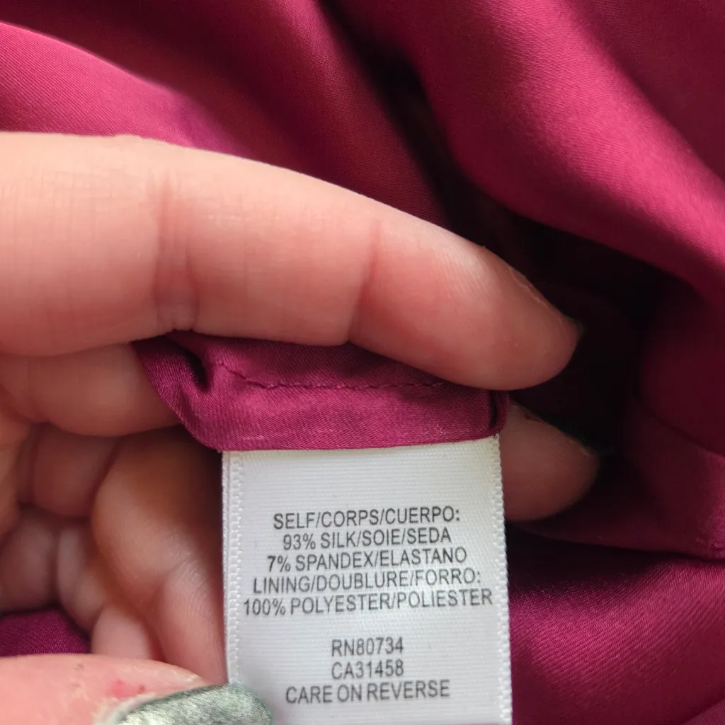 BCBGMaxAzria Magenta Silk Blouse - Image 9