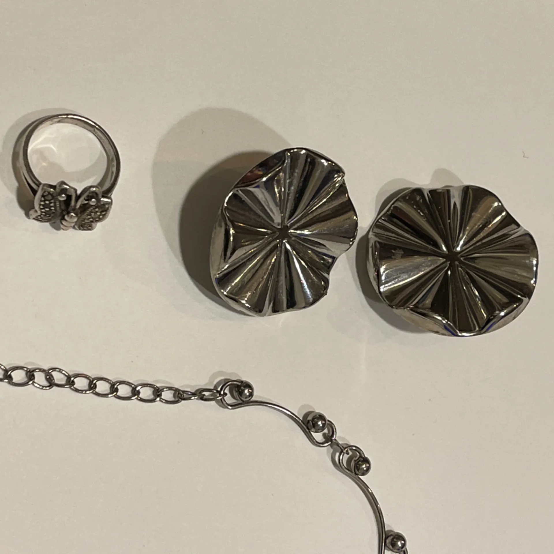 Silver Jewelry Set lot earrings 925 ring - Image 3