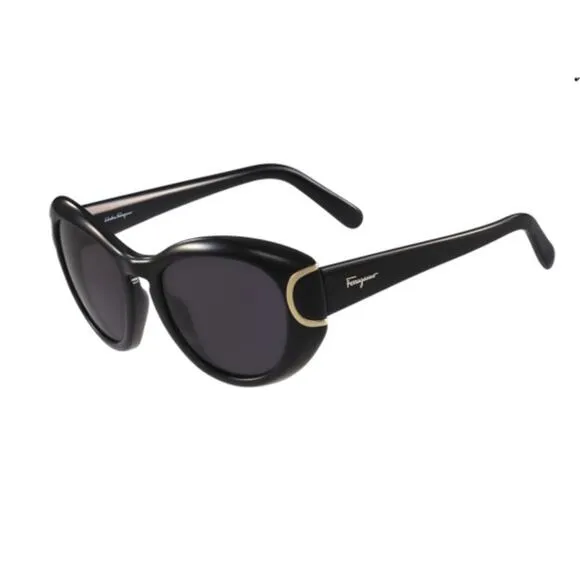 Salvatore Ferragamo SF818S 001 54 21 Classic Black/ Gold Oversized Sunglasses - Image 2