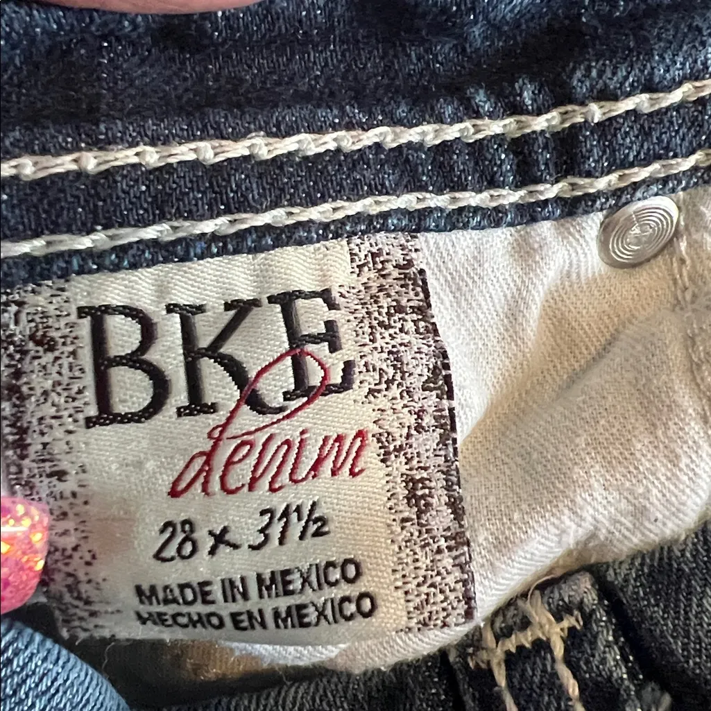 BKE Denim Payton Straight Leg Jeans Distressed Dark Wash 28 x 31 1/2 EUC - Image 7