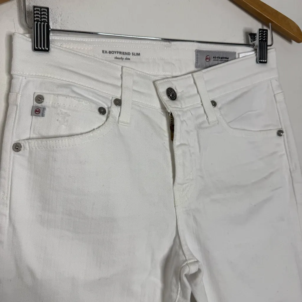 AG Adriano Goldschmied Ex-Boyfriend Slim Slouchy Slim Jeans – White – Size 24R - Image 5