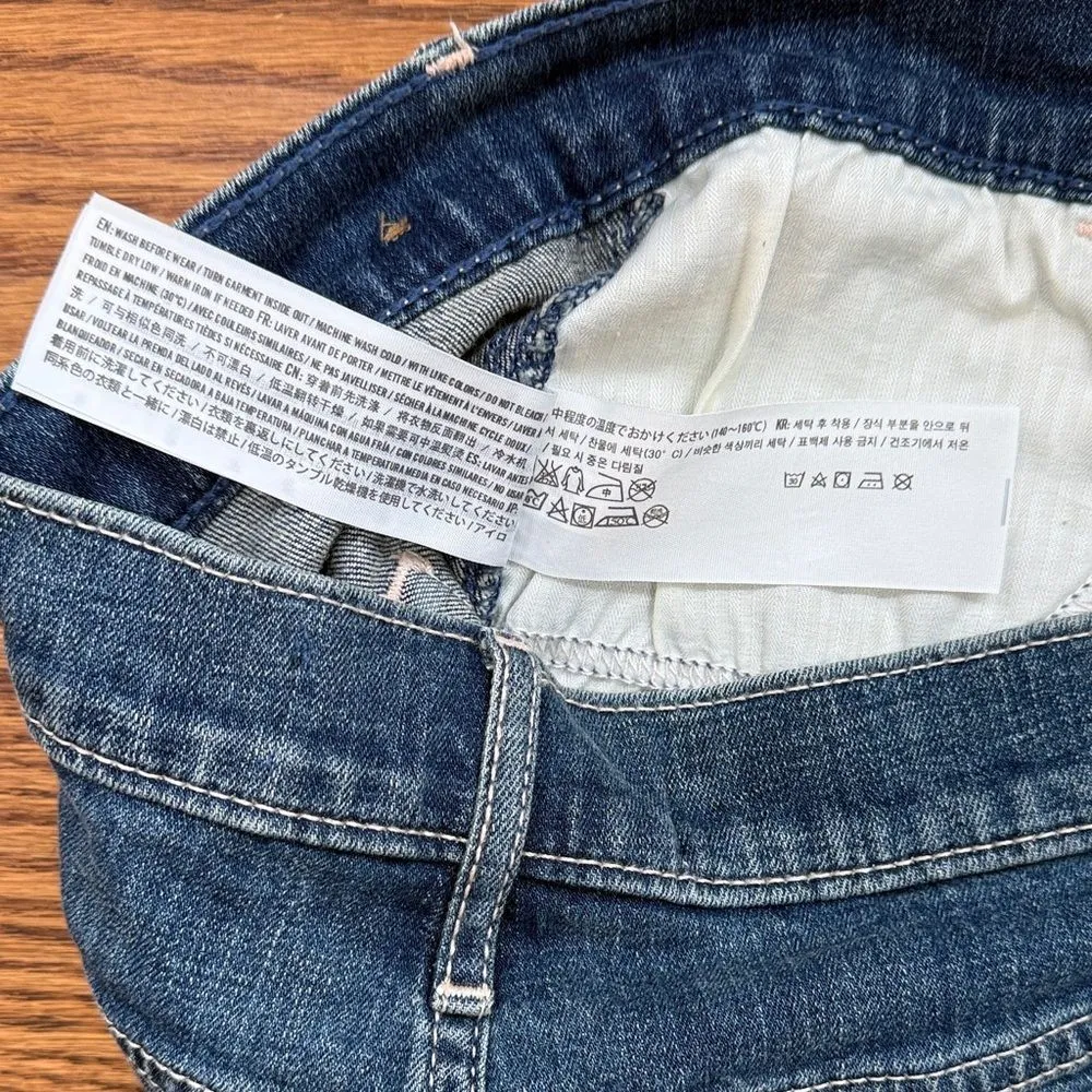 Hollister Blue Jean Shorts with Pink Embroidery - Image 4