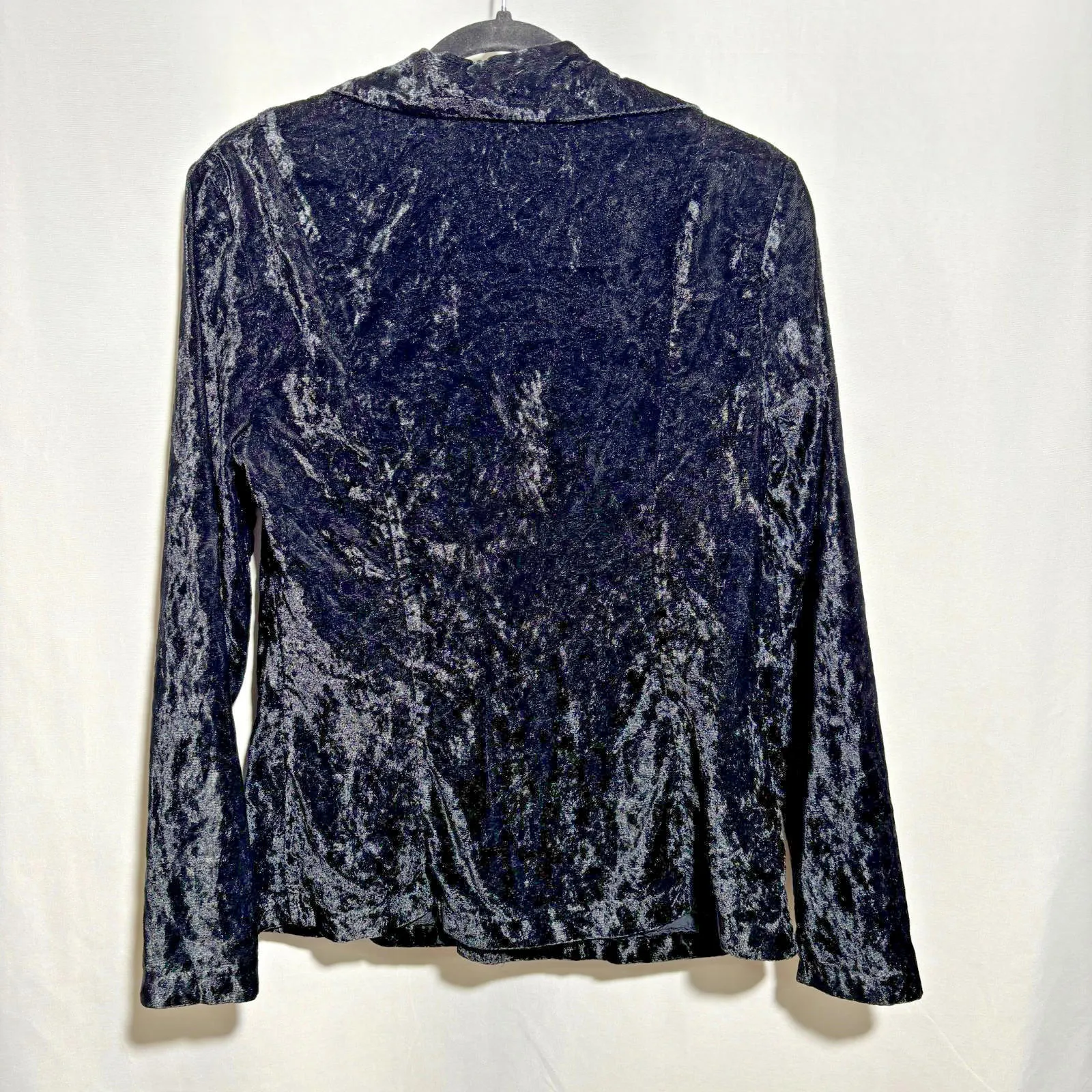 Vintage Black Velvet Blazer Jacket Womens 6 Velour‎ 3 Button Gothic Vamp Witchy - Image 2