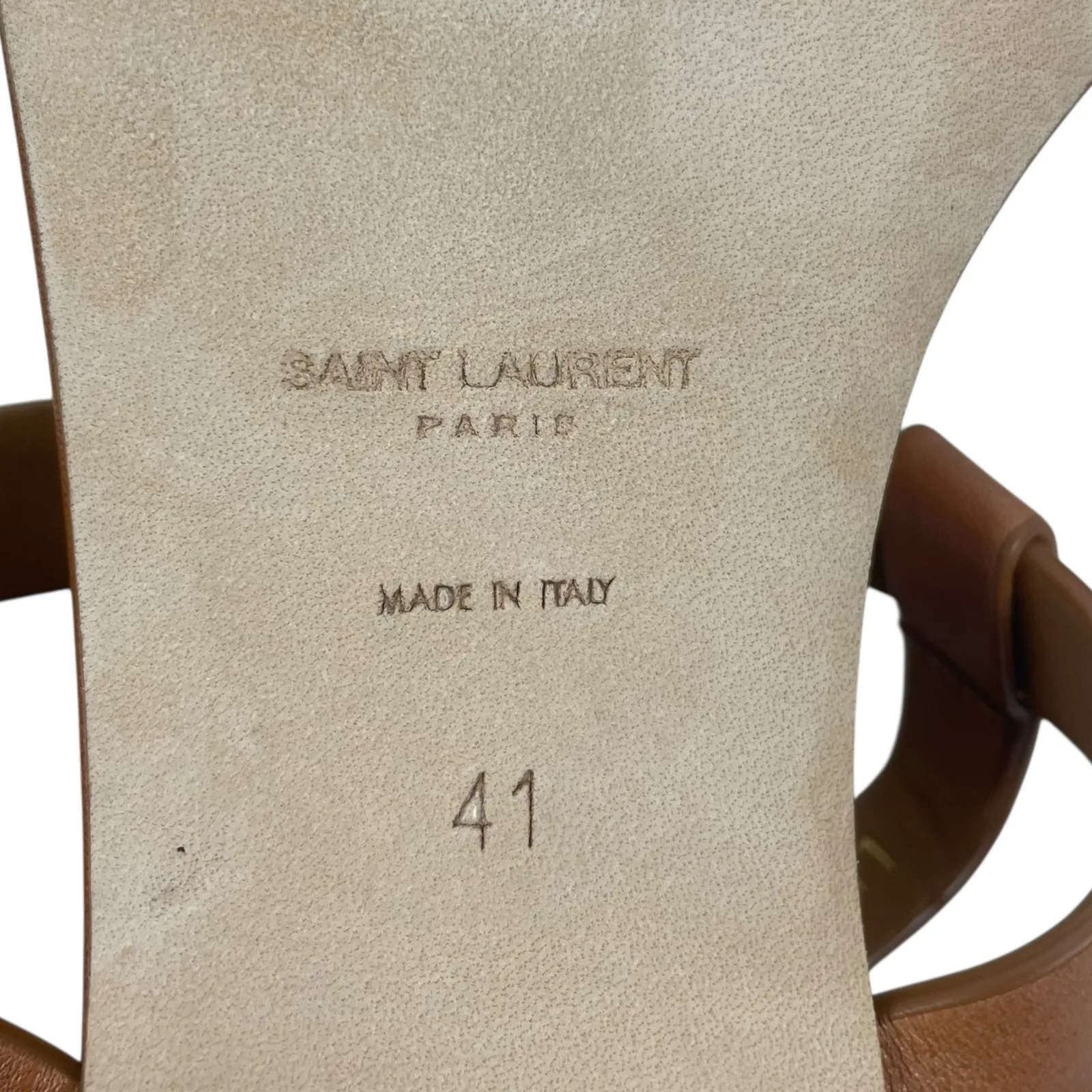 Saint Laurent Cassandra YSL Logo T Strap Toe Ring Sandal Brown Size 41 - Image 12