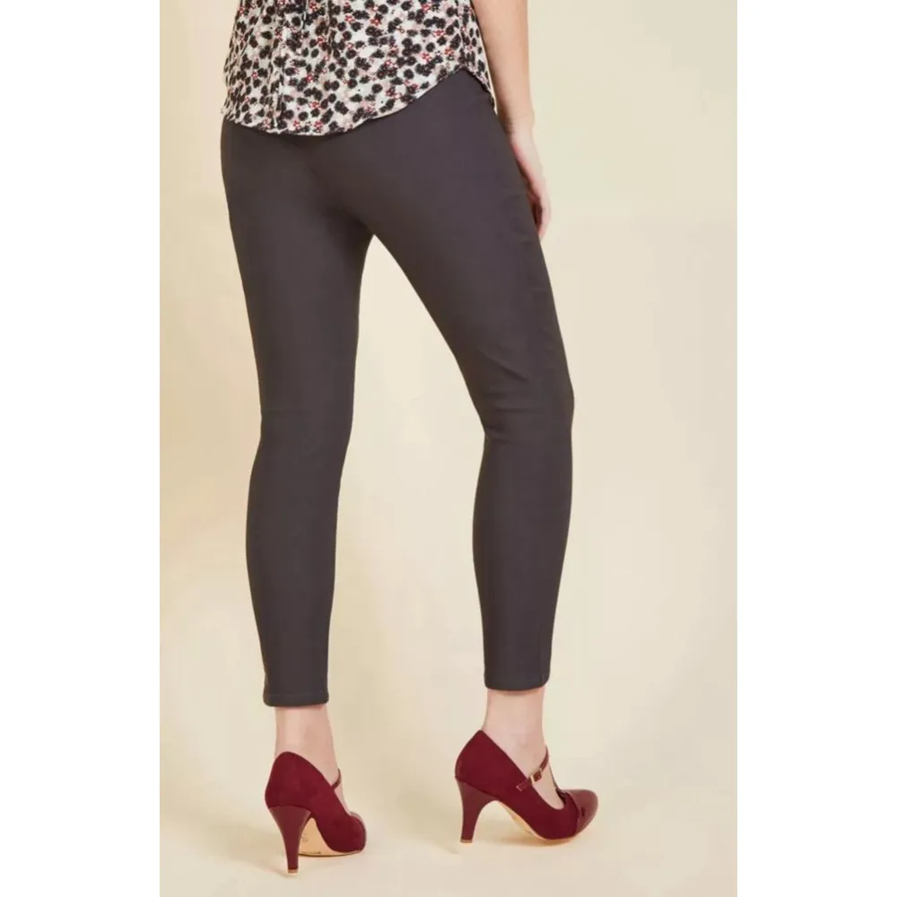 Modcloth Charcoal Gray High Waist Stretch Knit Skinny Ankle Pants Large NEW - Image 2