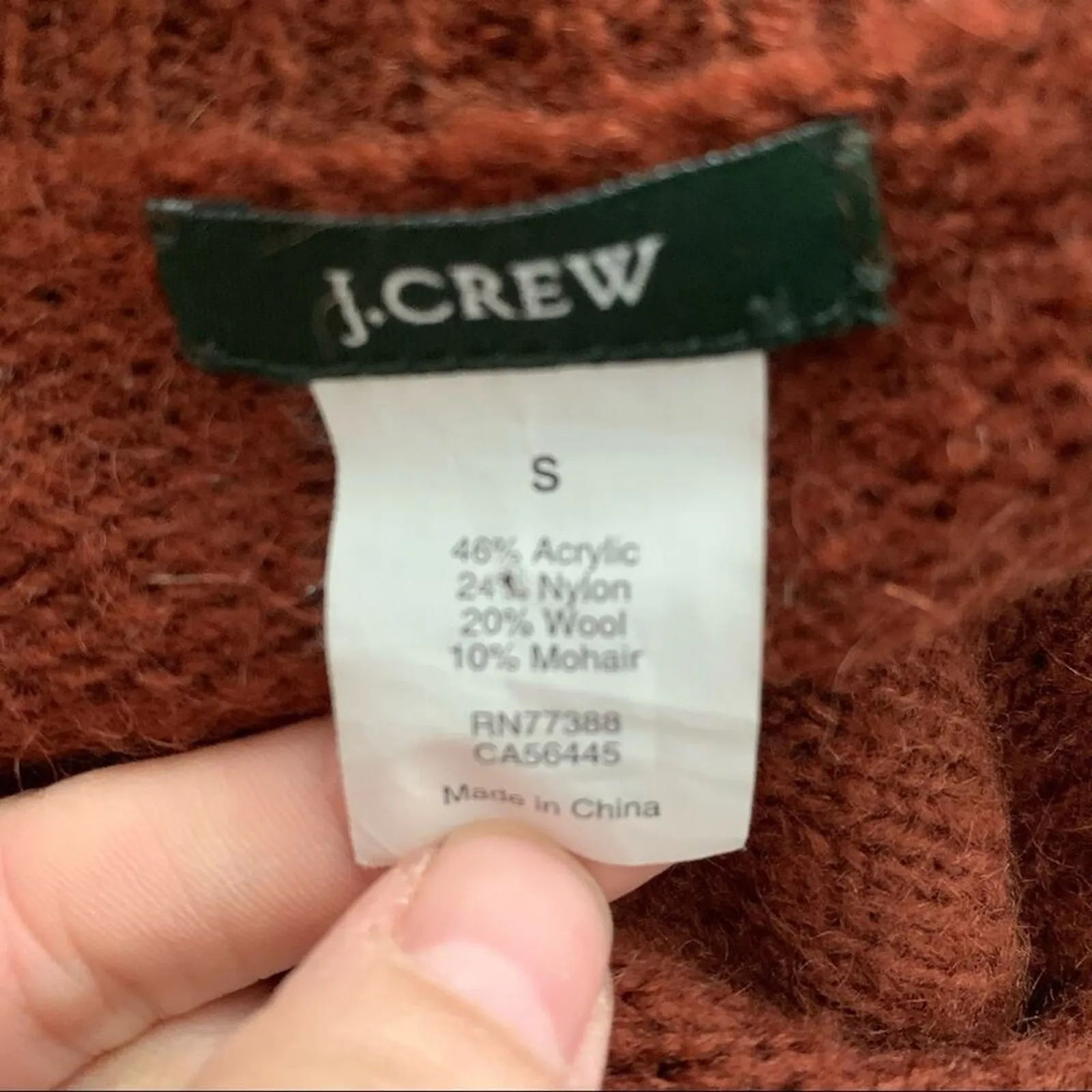 J Crew Wool Mohair Blend V Neck Sweater Rust Brown - Image 4