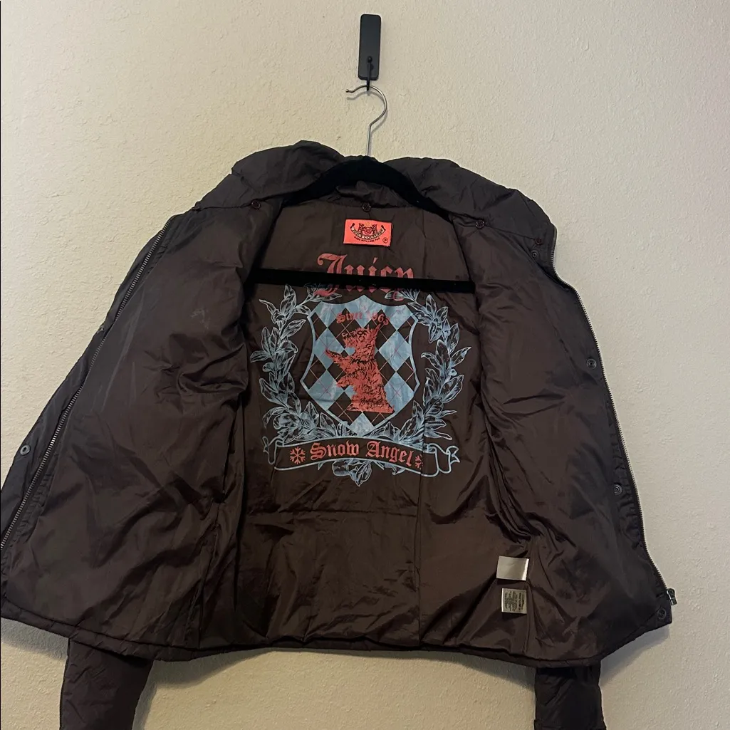 Juicy Couture Brown Puffer Snow Angel Coat‎ Vintage Y2K Size XS - Image 3