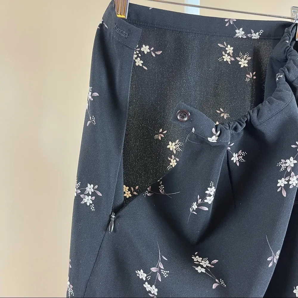 Vintage Worthington Size 10 Petite Ruffle Retro Floral Skirt Flowy Chic Feminine - Image 4