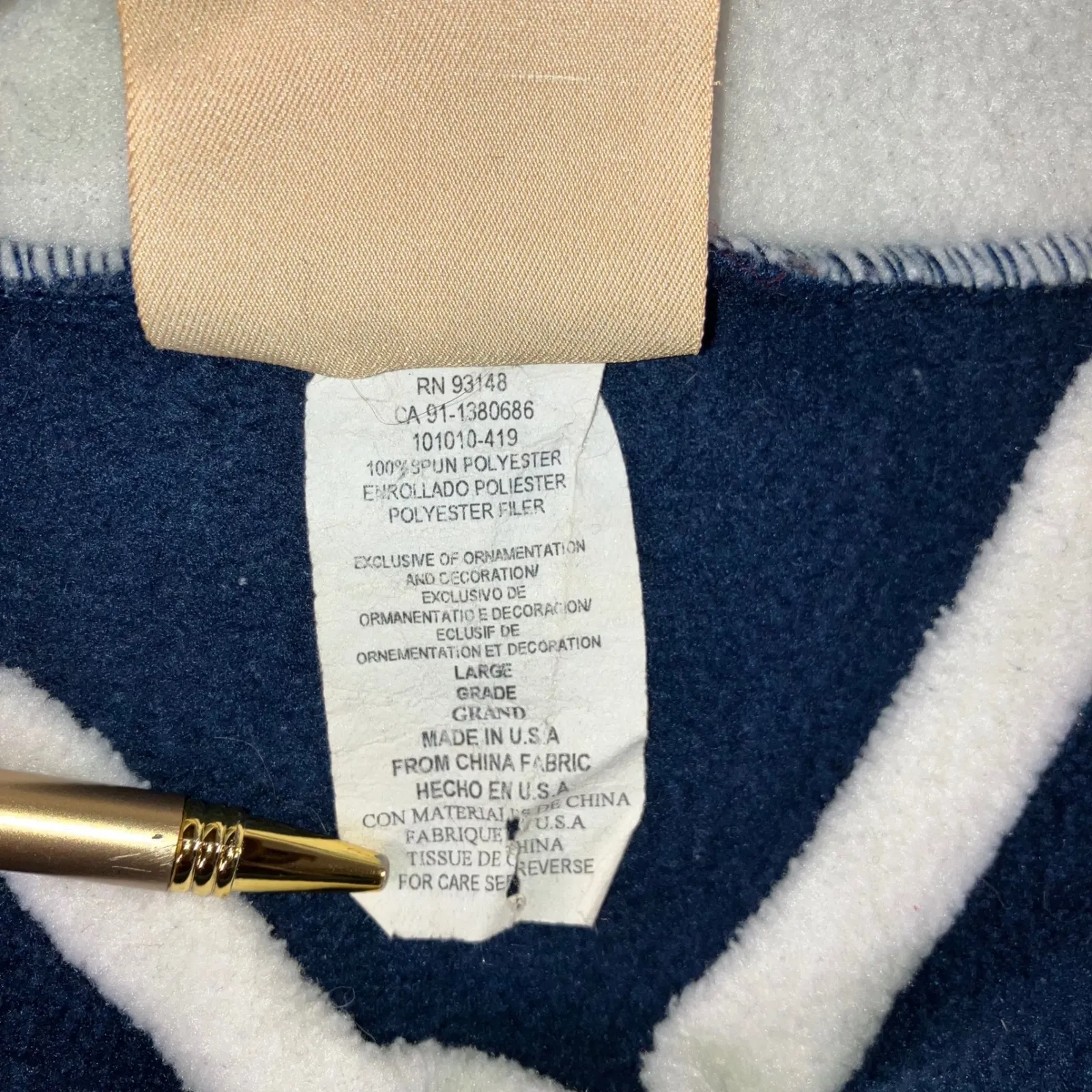 Vintage Christmas Cat Holiday Sweater Women Large Fleece Mock Neck Retro 80s 90s Blue - Image 8