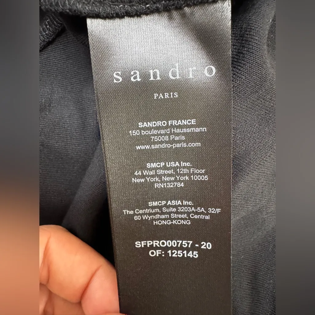 SANDRO Rabba Printed Satin Twill paneled Jersey Midi Dress Black size 6 $695 - Image 10