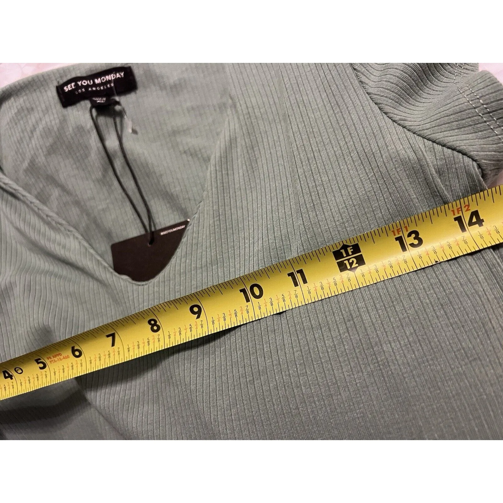 See You Monday Long Green XL Junior Dress Bodycon Slit Brand NEW Short Sleeves - Image 8