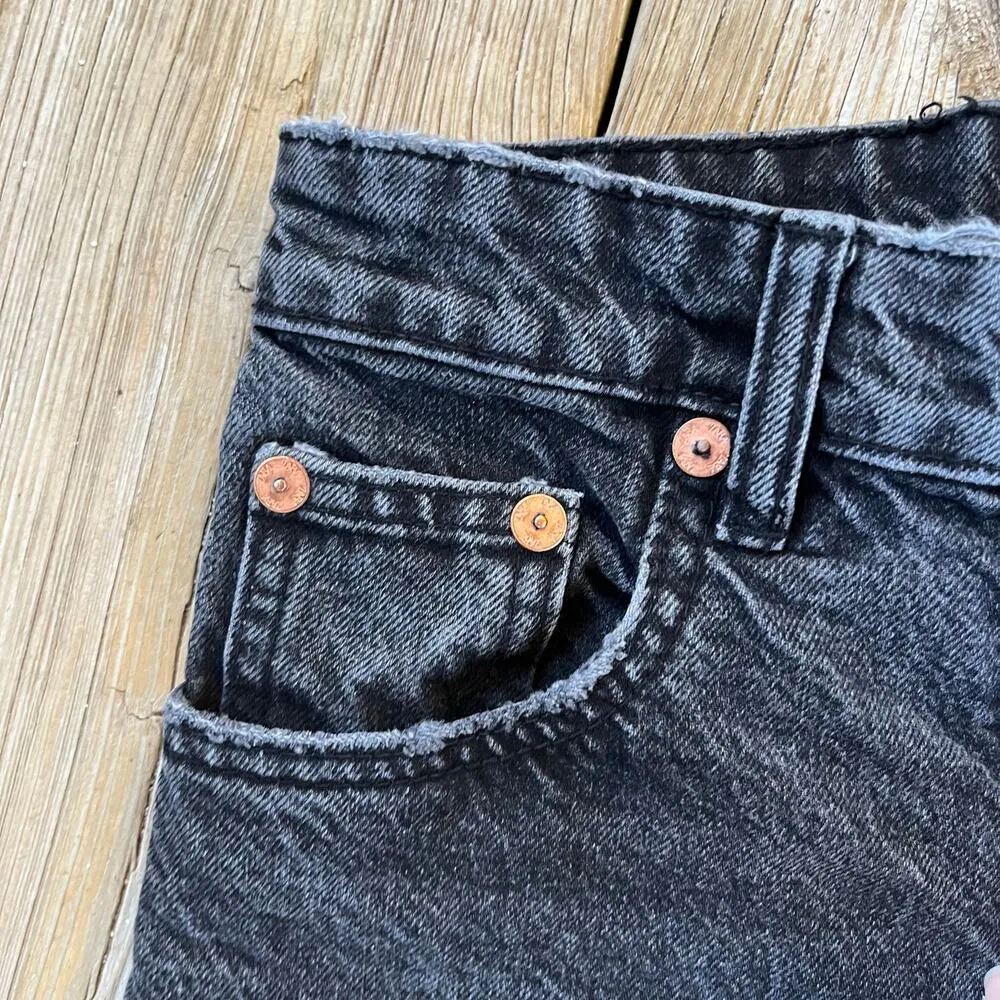 Zara Women's High Waisted Button Fly Jeans Black Wash 100% Cotton Size 2 - Image 6