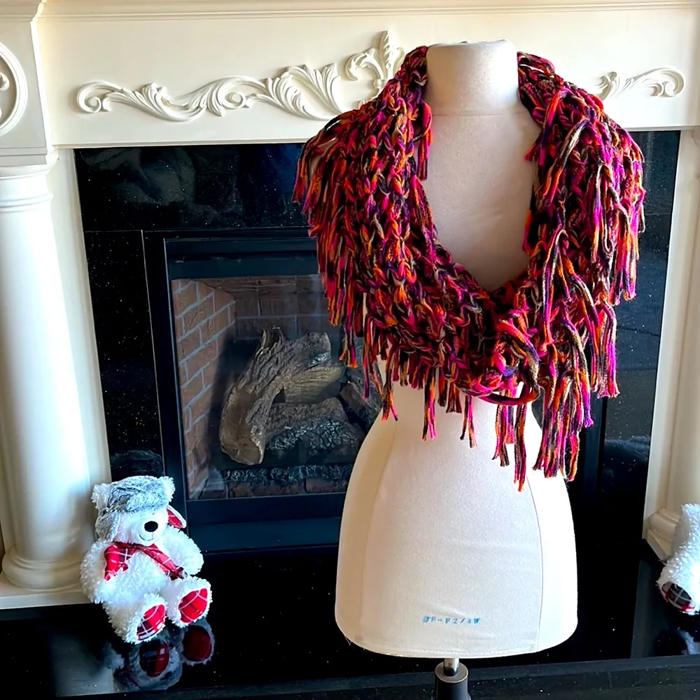 Scarf Infinity Wrap Bright Multicolor Crochet Purple - Image 2