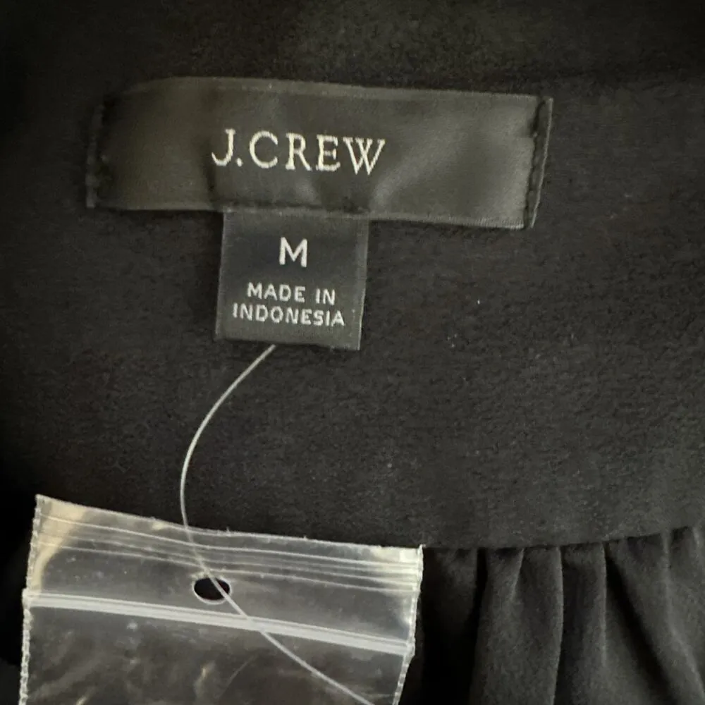 J Crew Women Drapey Shirt Dress Size M Black Satin-back Crepe Button Long Sleeve - Image 8