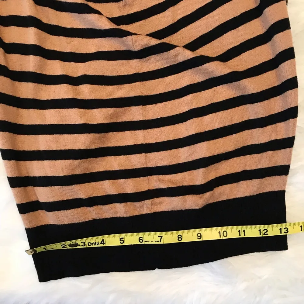 LOFT lightweight dolman striped sweater camel black Woman’s XS draped neck - Image 6