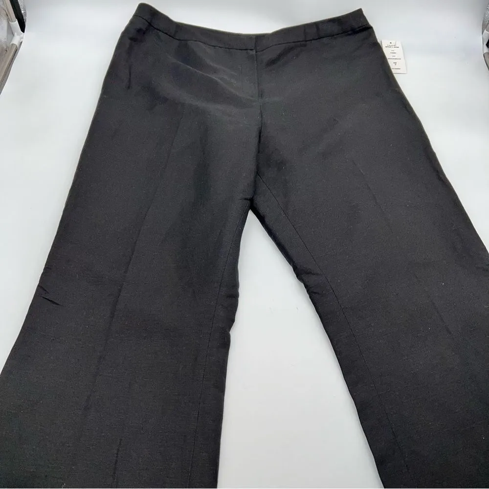 Tahari Authur S. Levine Ocean Blue/Black Straight Leg Linen Blend Pants Size 16 - Image 2