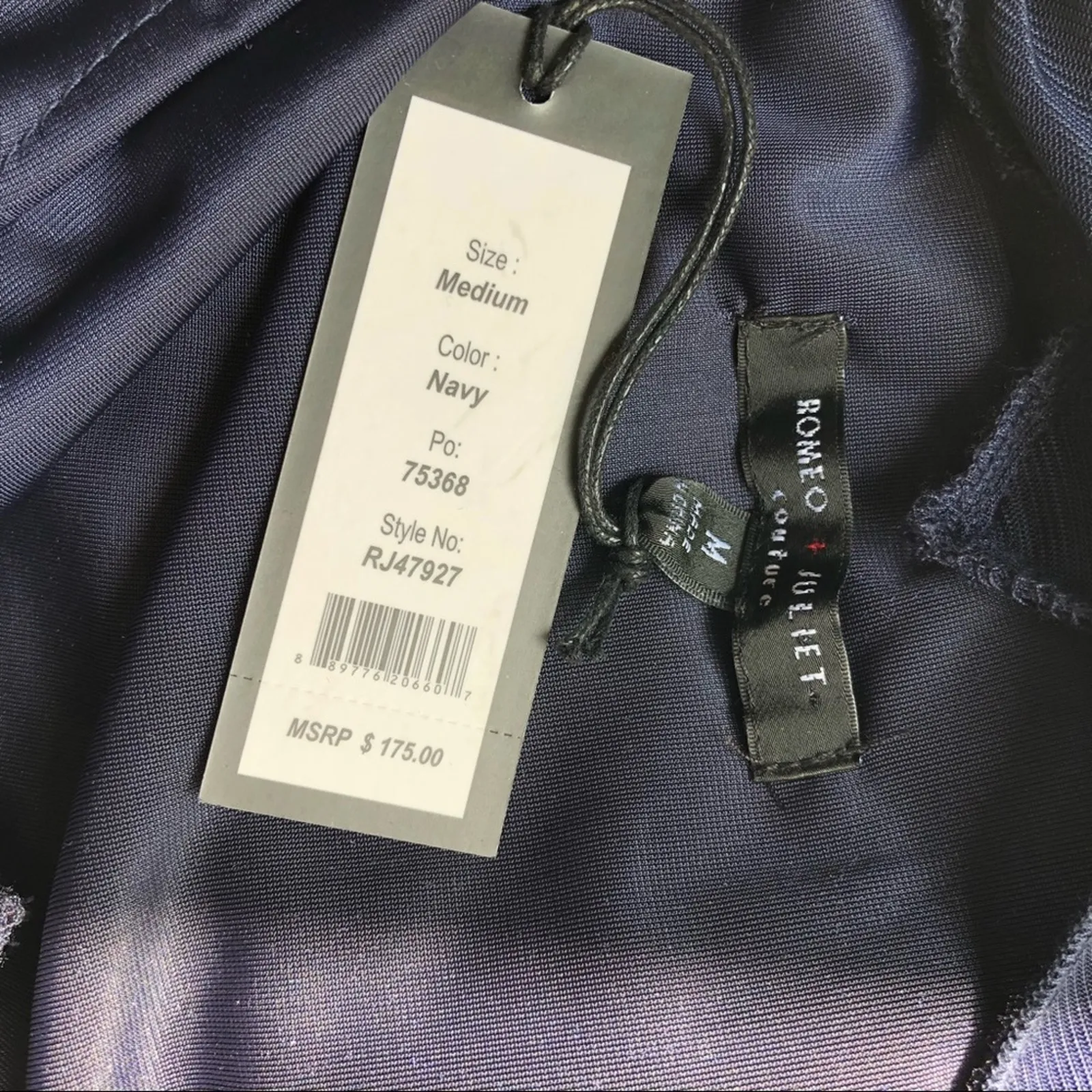 Romeo & Juliet Couture Navy Velvet Maxi Slip Gown Medium NWT - Image 4