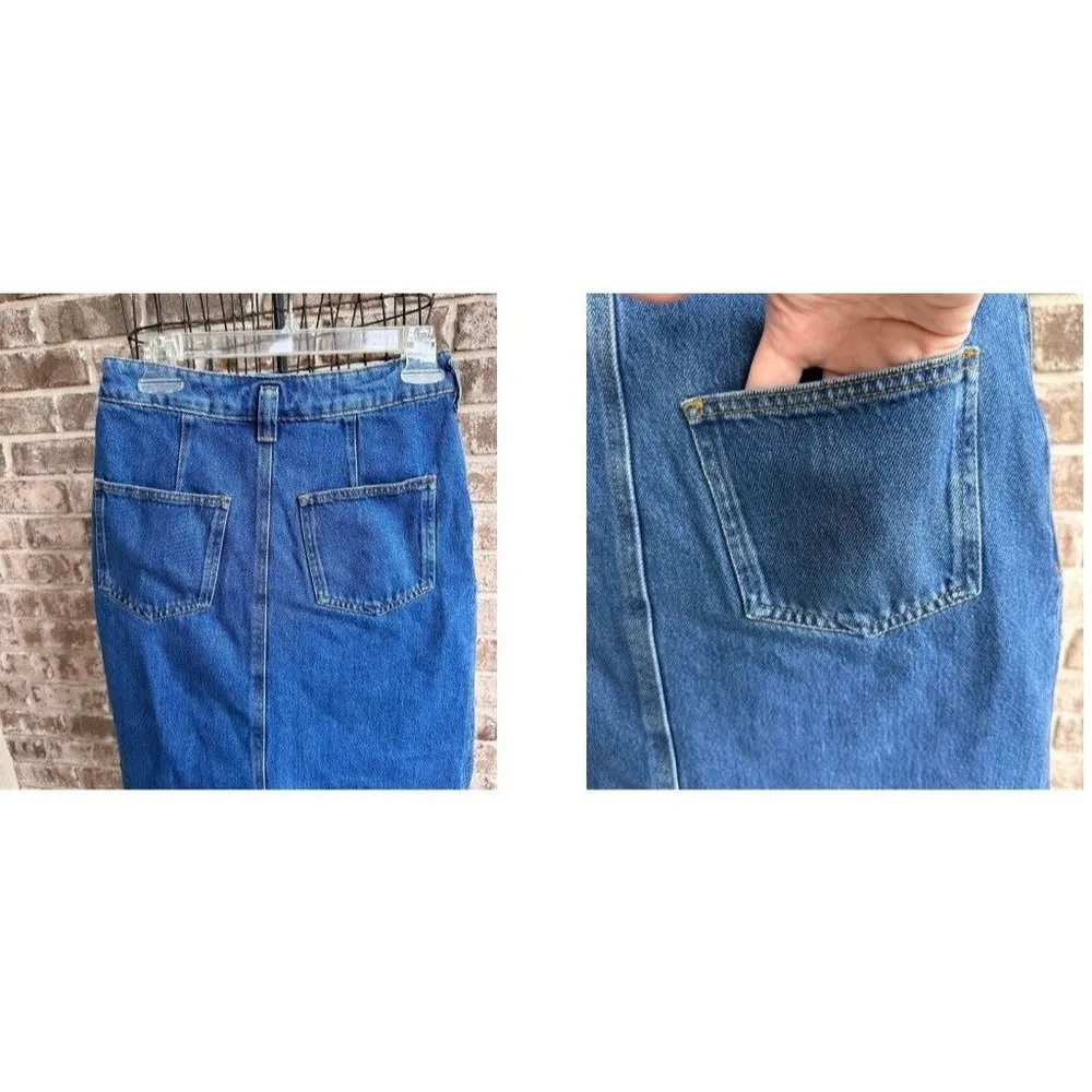 Anthropologie Pilcro Blue Jean Skirt Size 4 Front Button Pleaded Pockets… - Image 6